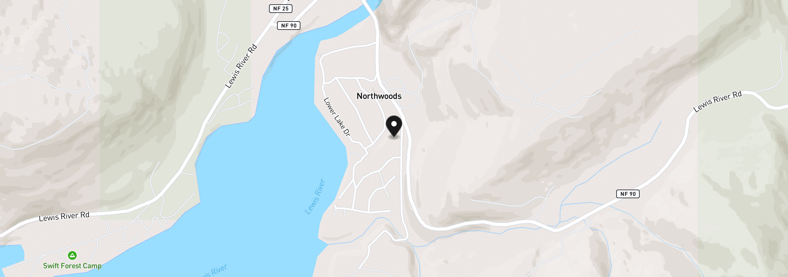 Map showing the location of 174 Northwoods, Cougar, Wa 98616