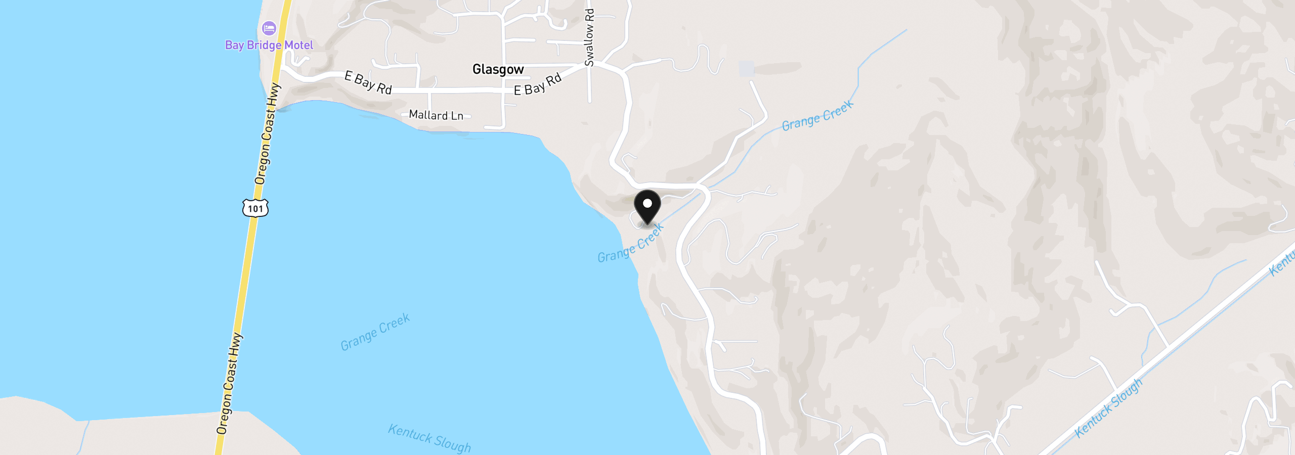 Map showing the location of 66642 E Bay Rd, North Bend, OR 97459