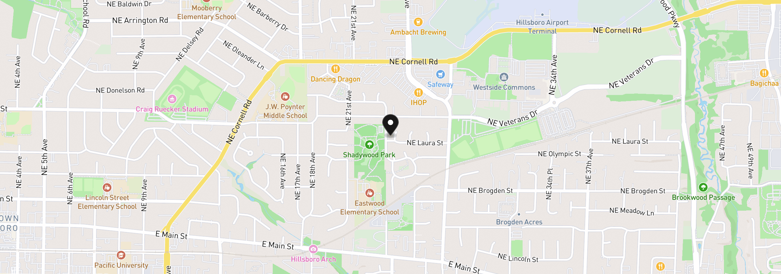 Map showing the location of 527 NE 25th Ct, Hillsboro, OR 97124