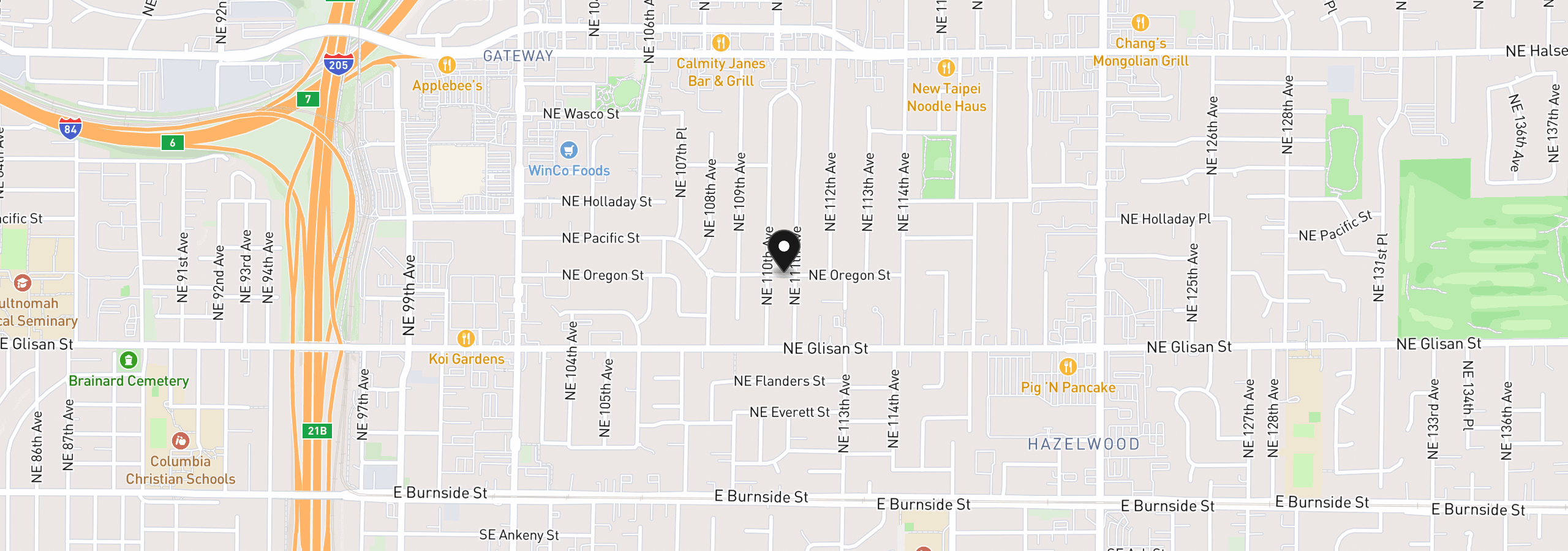 Map showing the location of 11060 NE Oregon St, Portland, OR 97220