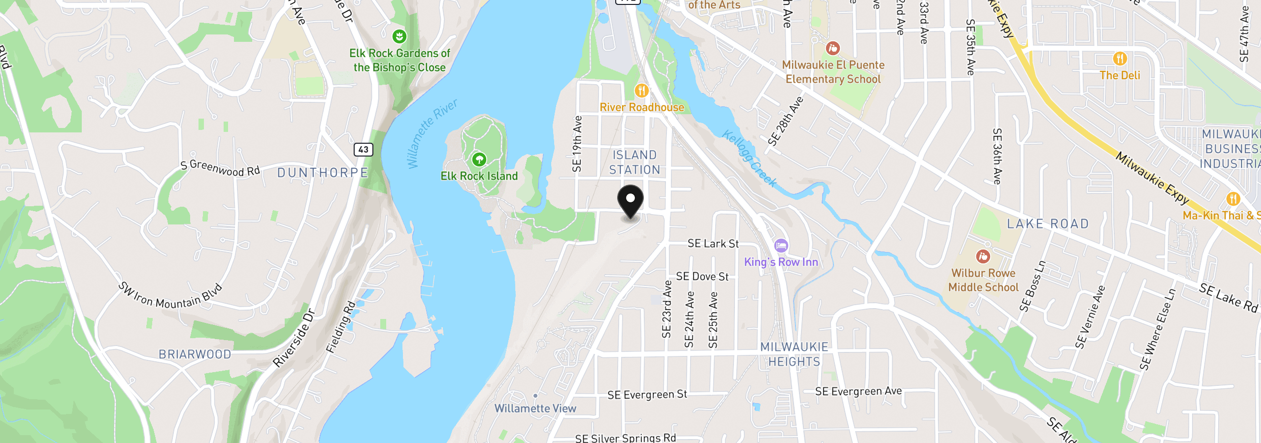Map showing the location of 0 SE Sparrow St, Milwaukie, OR 97222
