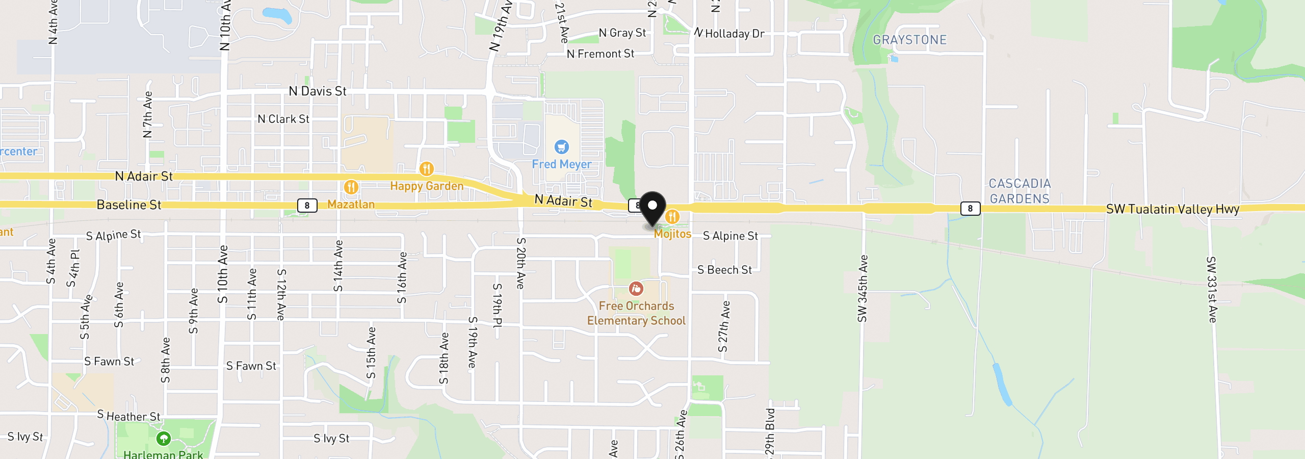 Map showing the location of 2478 S Alpine St, Cornelius, OR 97113