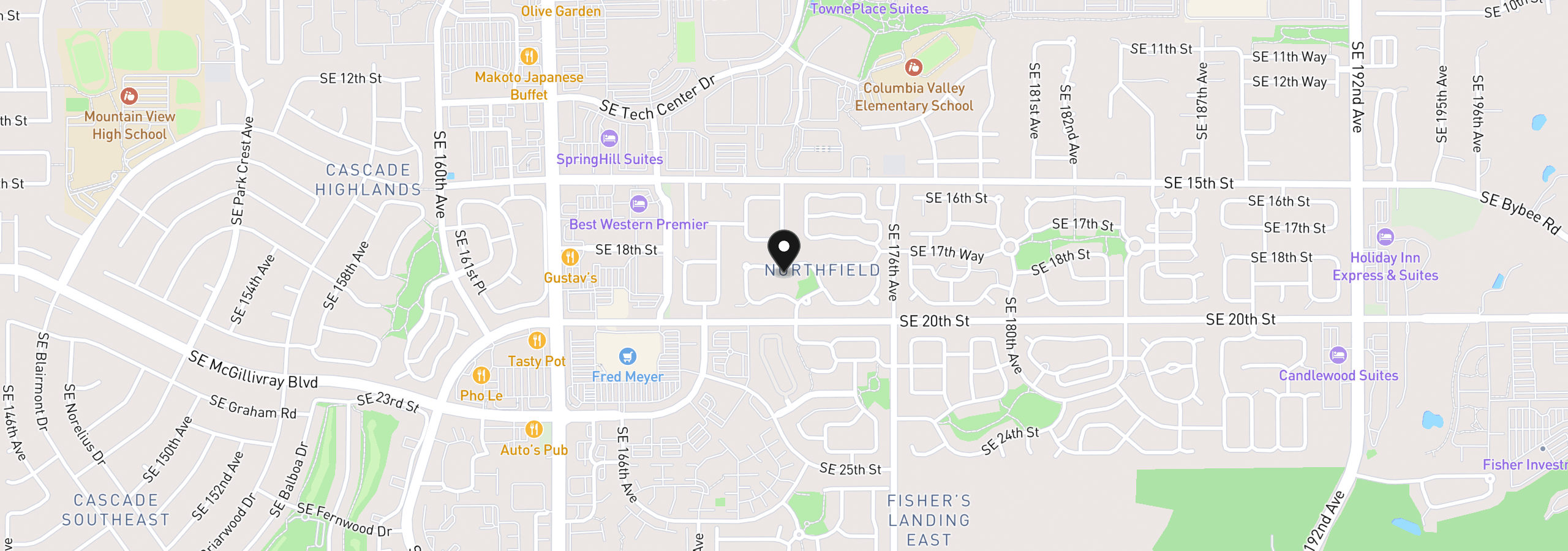 Map showing the location of 17103 SE 18th St, Vancouver, Wa 98683