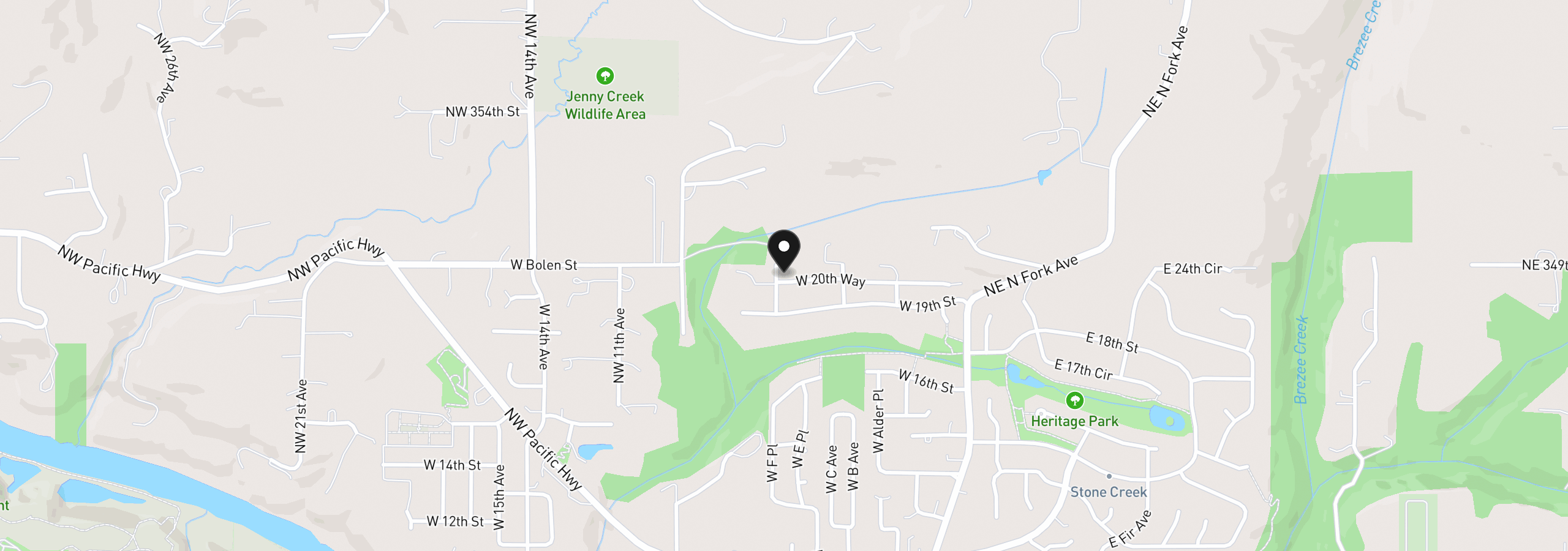 Map showing the location of 521 W 20th Way, La Center, Wa 98629