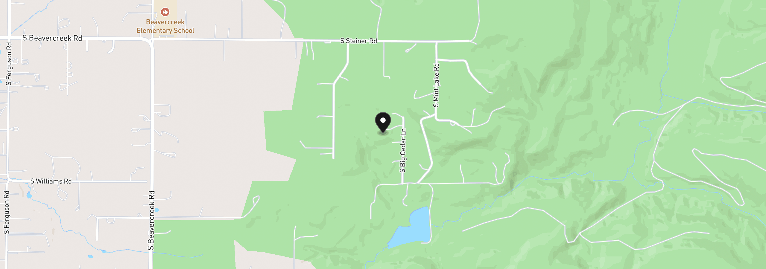 Map showing the location of 22275 S Big Cedar Ln, Beavercreek, OR 97004