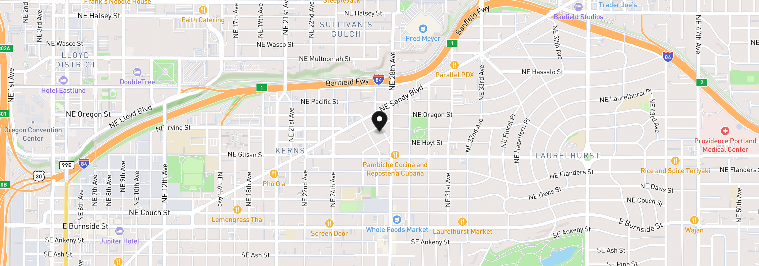 Map showing the location of 623 NE Randall Ave, Portland, OR 97232