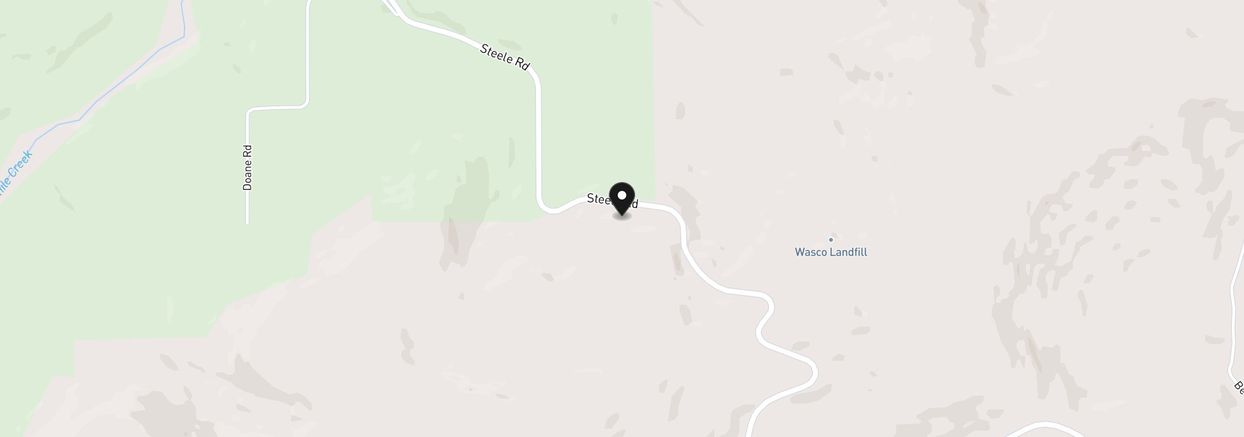 Map showing the location of 2485 Steele Rd, The Dalles, OR 97058