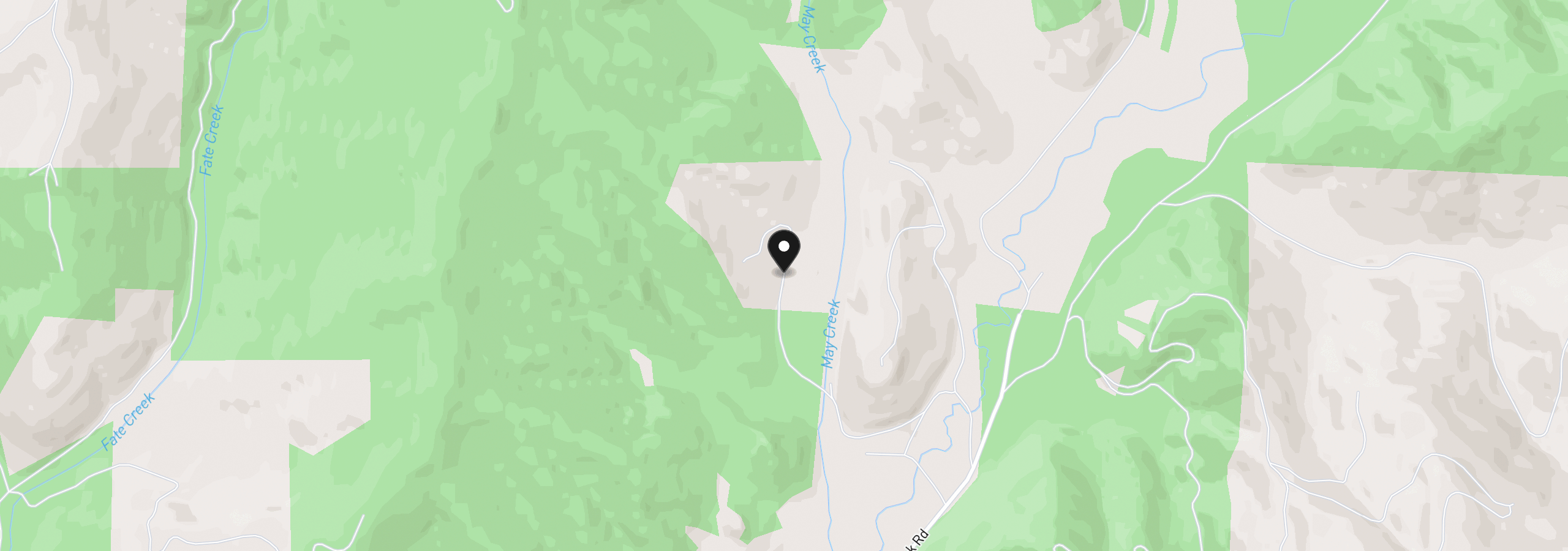 Map showing the location of May Creek Rd, Days Creek, OR 97429