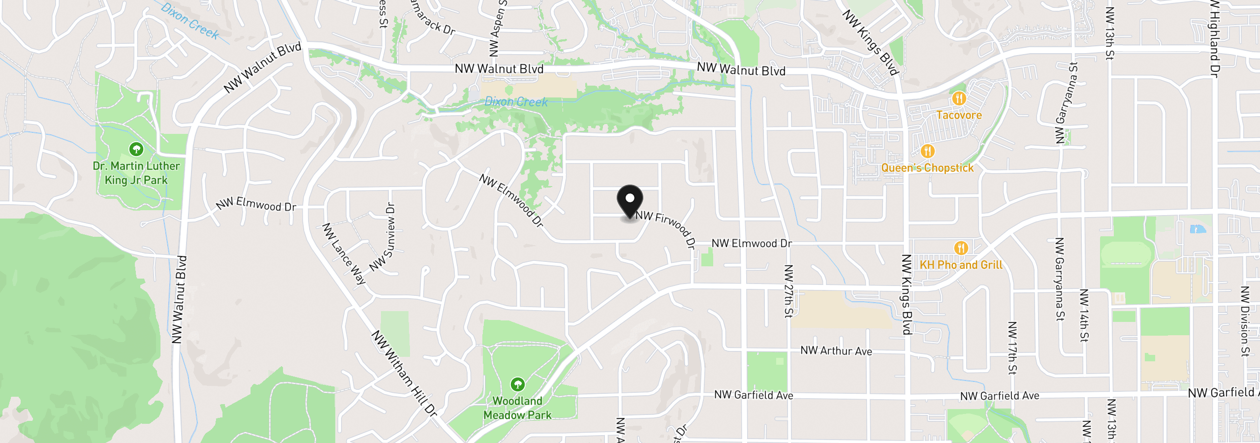 Map showing the location of 3316 NW Firwood Dr, Corvallis, OR 97330