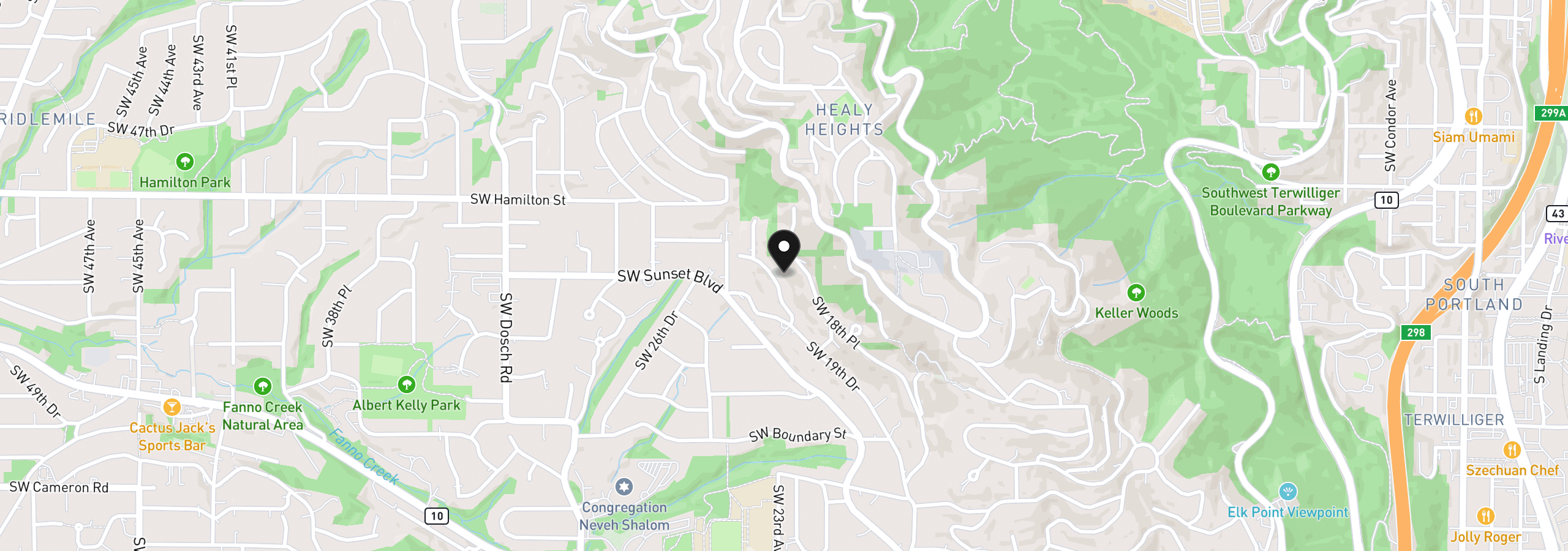 Map showing the location of 2300 SW Seymour Dr, Portland, OR 97239