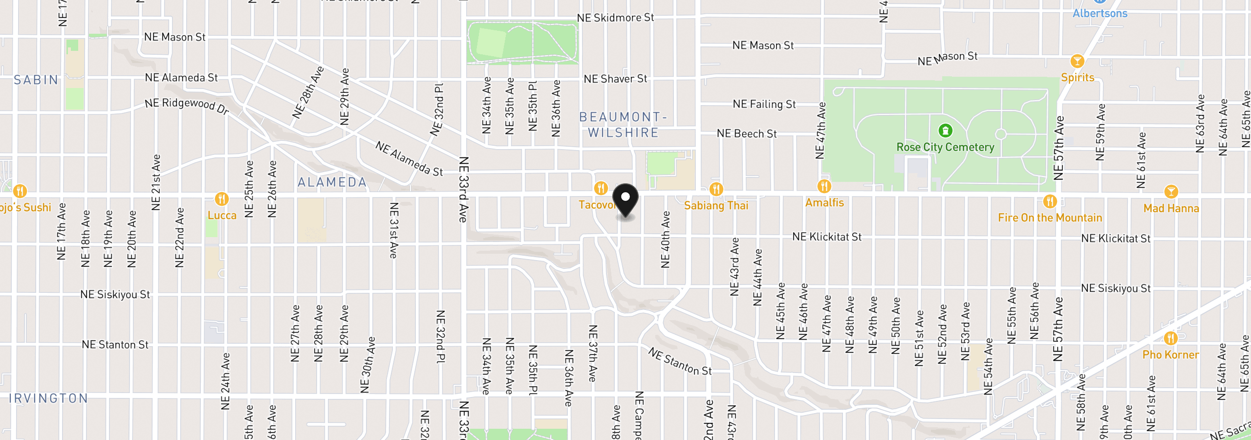 Map showing the location of 3330 NE 38th Ave, Portland, OR 97212