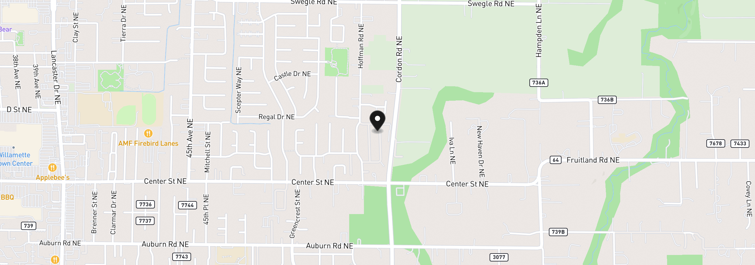 Map showing the location of 4995 Wind Stone Way, Salem, OR 97301