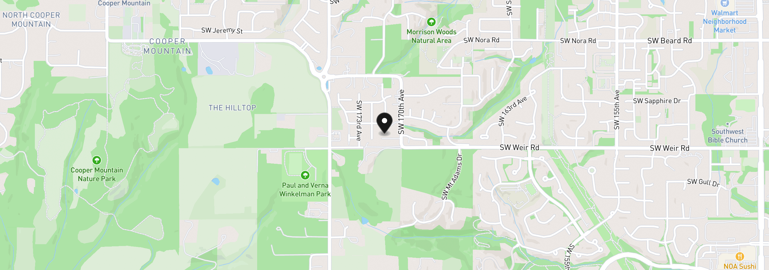 Map showing the location of 9945 SW 170th Ave, Beaverton, OR 97007