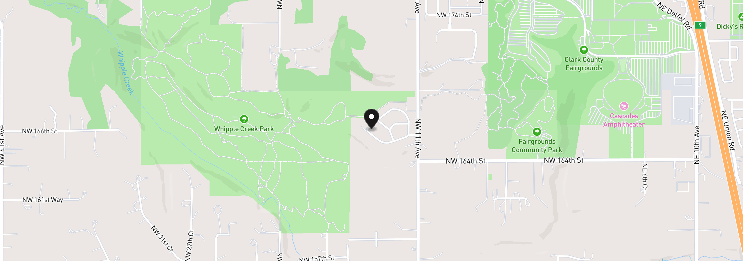 Map showing the location of 16613 NW 14th Ave, Ridgefield, Wa 98642