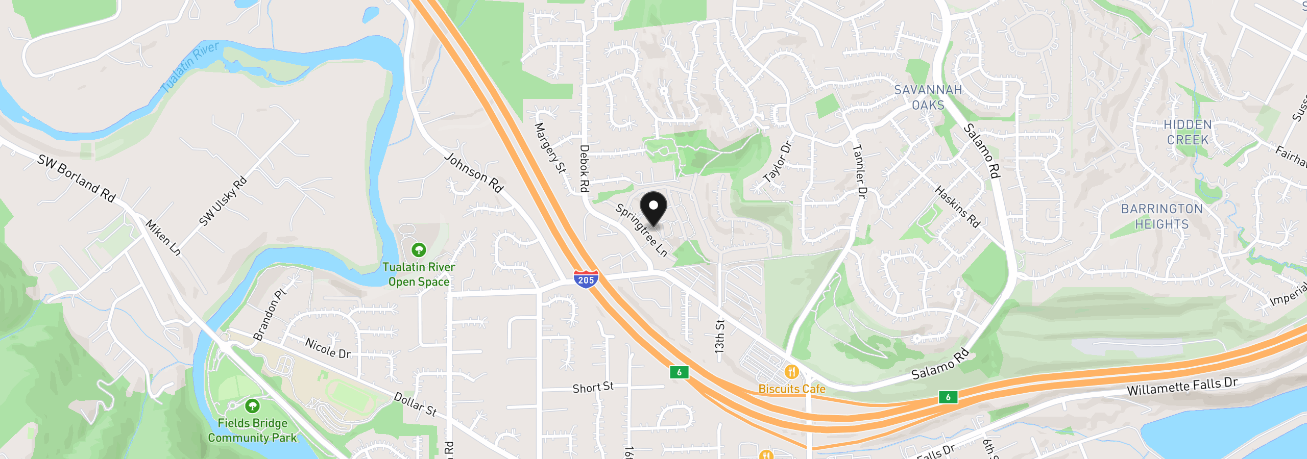 Map showing the location of 604 Springtree Ln, West Linn, OR 97068