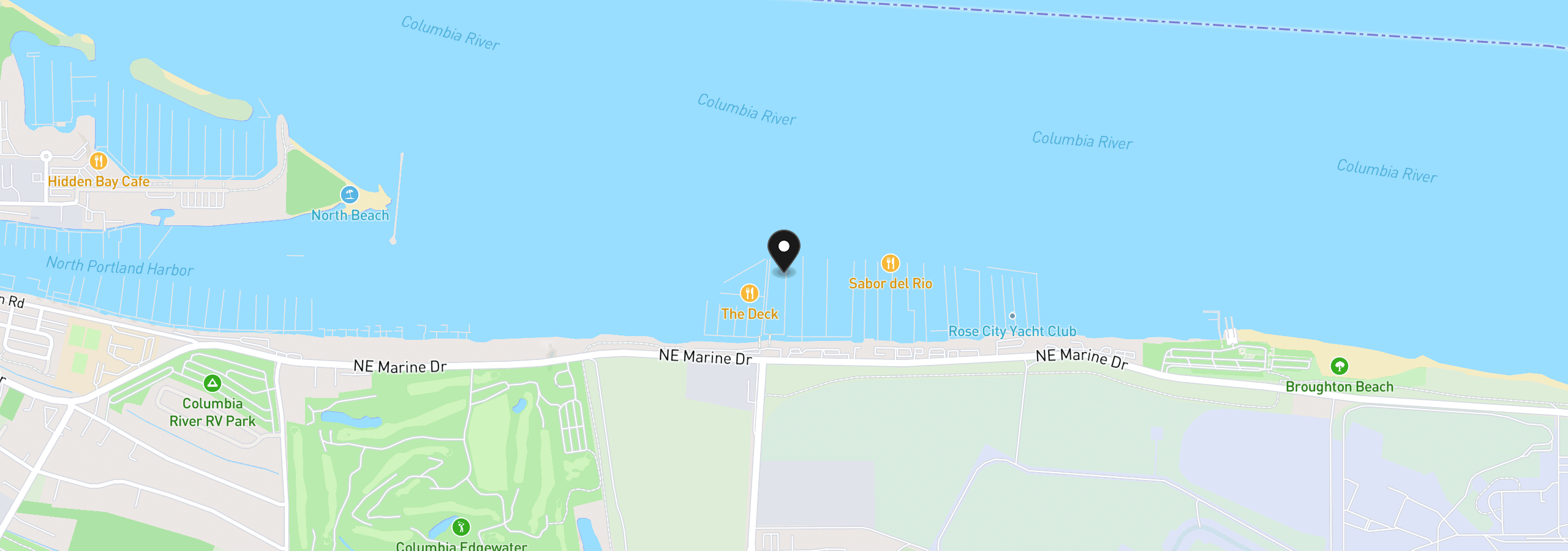 Map showing the location of 2901 NE Marine Dr, Portland, OR 97211
