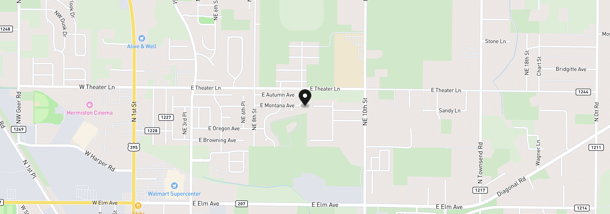 Map showing the location of 1746 NE 9th Pl, Hermiston, OR 97838