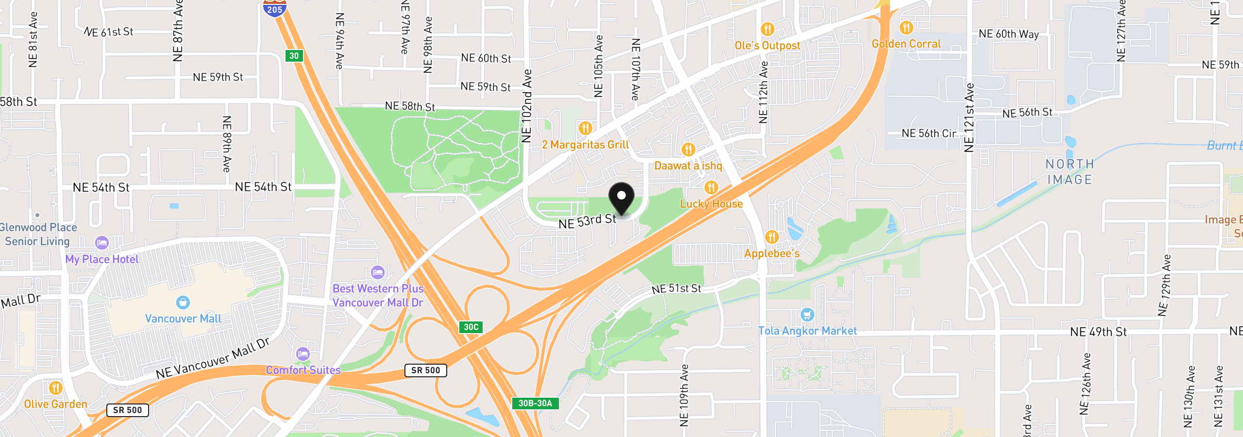 Map showing the location of 53rd St, Vancouver, Wa 98662