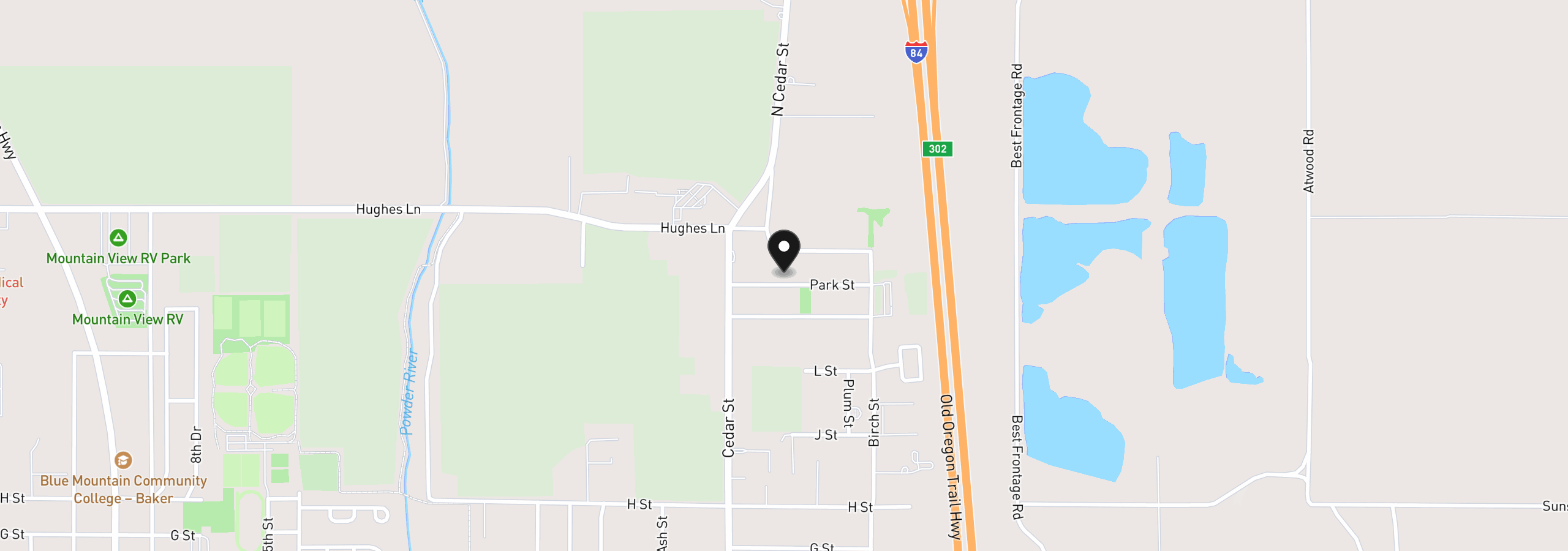 Map showing the location of 1050 Park St, Baker City, OR 97814