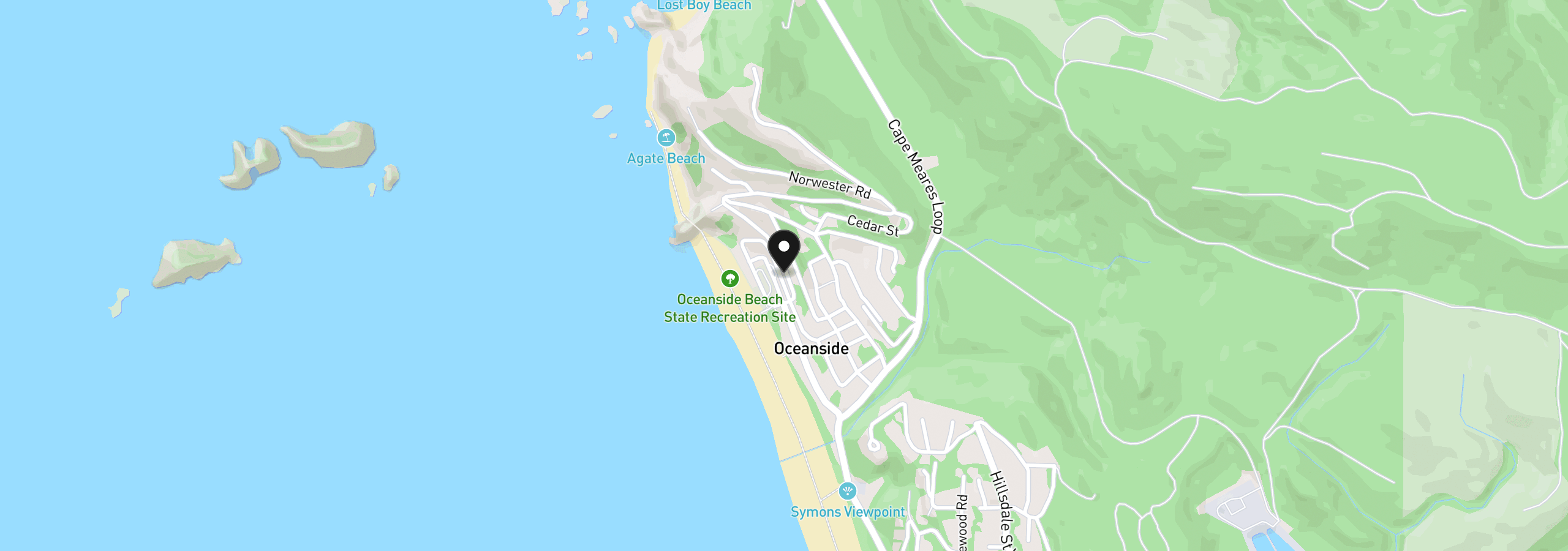 Map showing the location of 1625 Rosenberg Loop, Oceanside, OR 97134