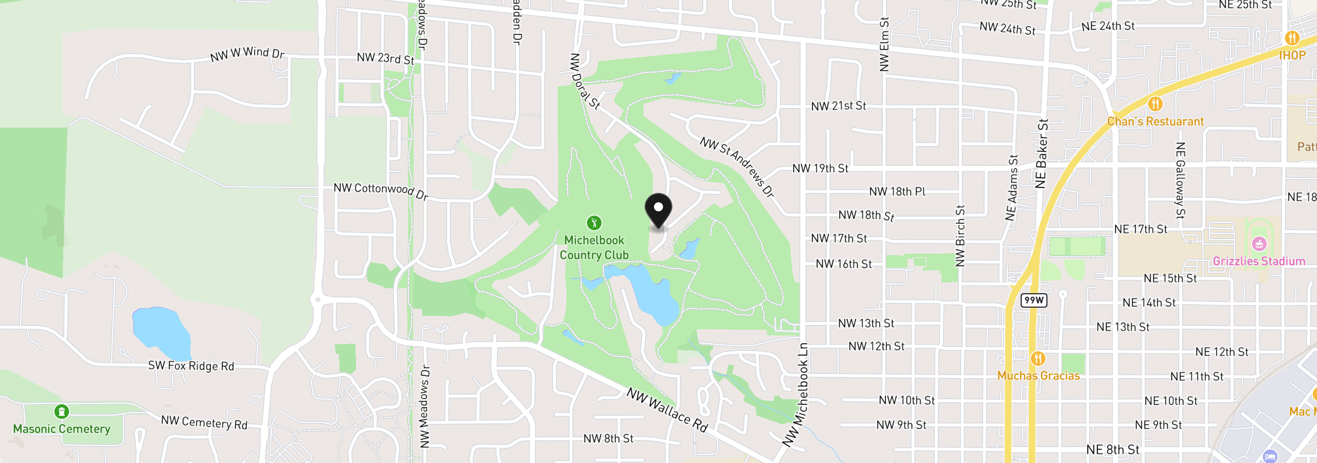 Map showing the location of 1731 NW Doral St, McMinnville, OR 97128