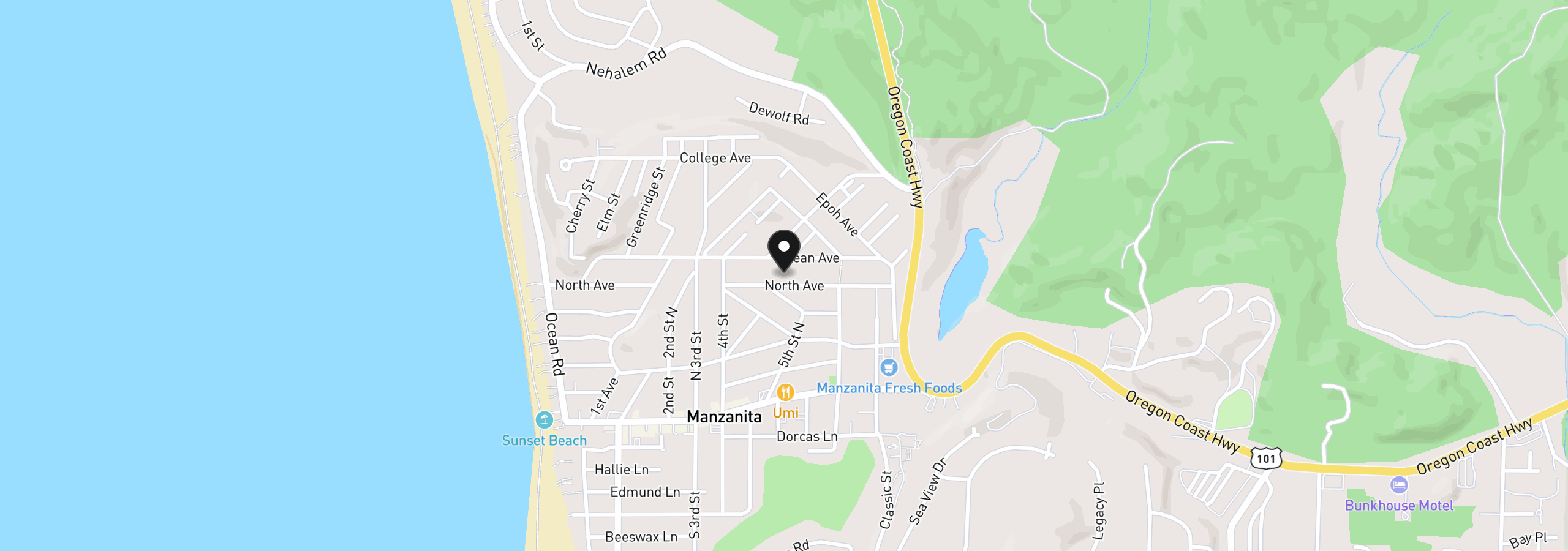 Map showing the location of 475 North Ave, Manzanita, OR 97130
