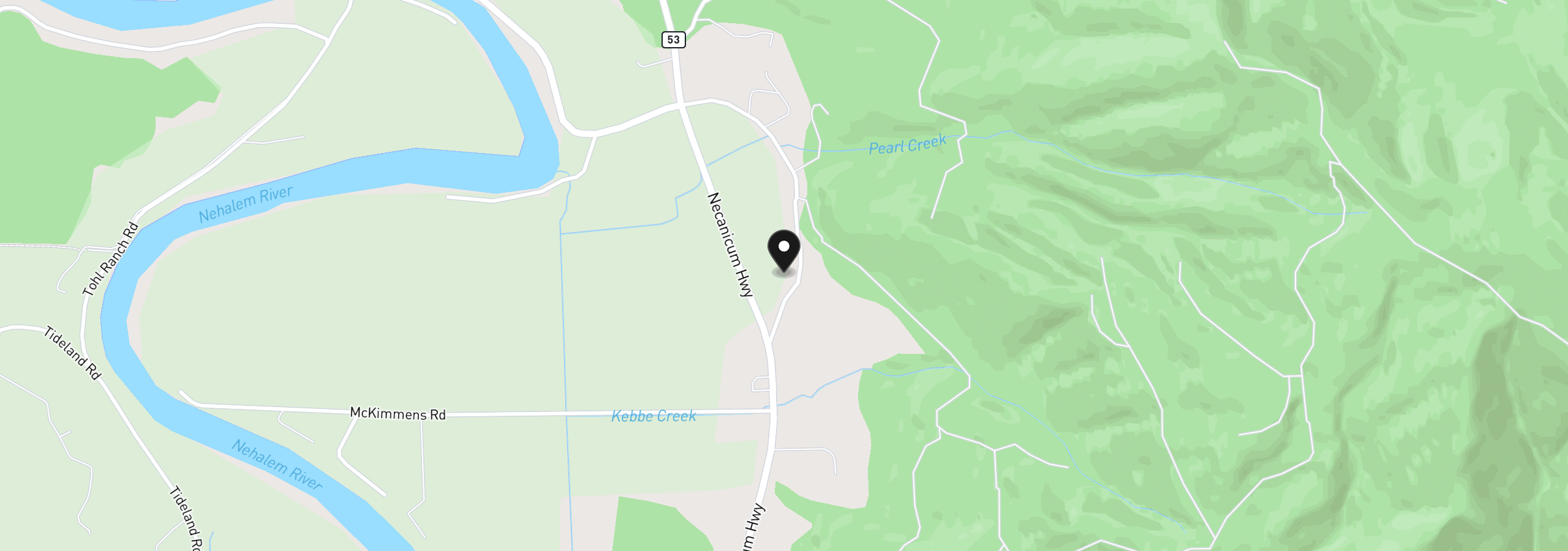 Map showing the location of Camp Four Rd., Nehalem, OR 97131