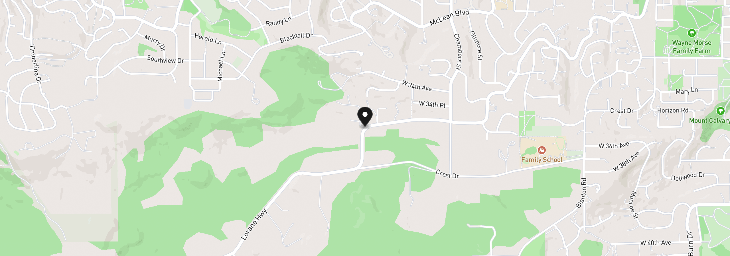 Map showing the location of 2191 Lorane Hwy, Eugene, OR 97405