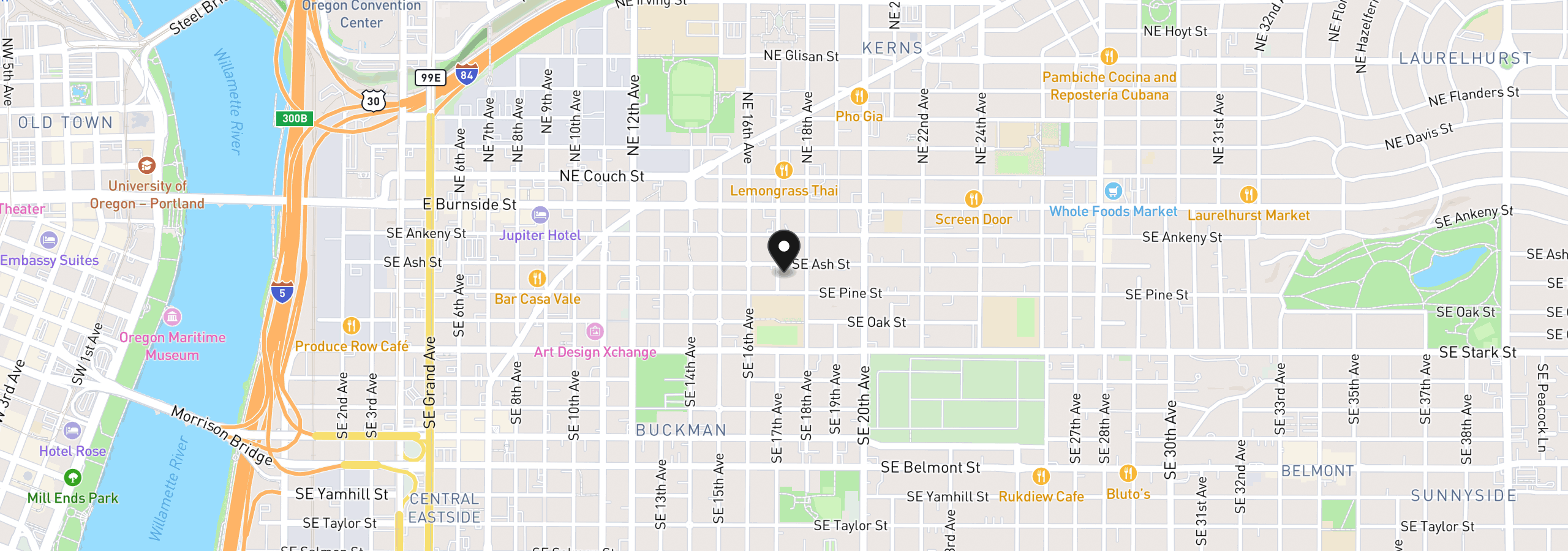Map showing the location of 216 SE 17th Ave, Portland, OR 97214