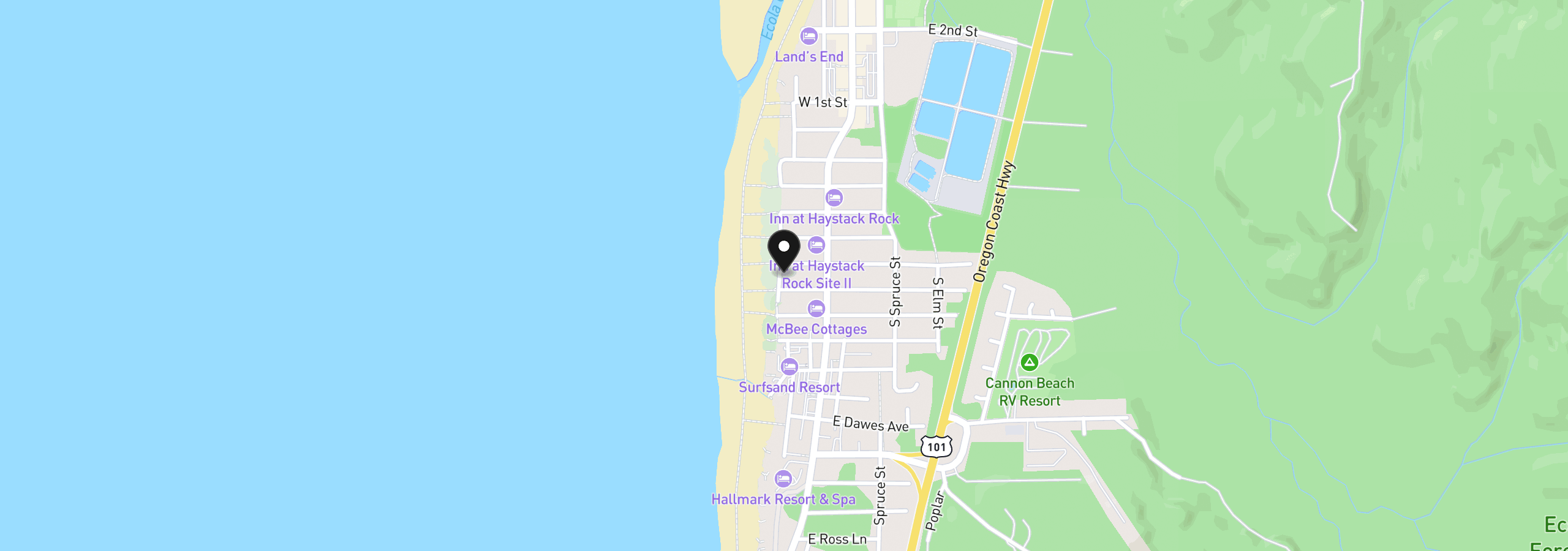 Map showing the location of 763 S Ocean Ave, Cannon Beach, OR 97110