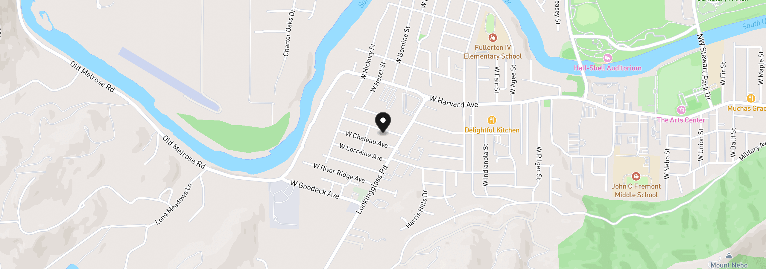 Map showing the location of 3085 W Shasta Ave, Roseburg, OR 97471