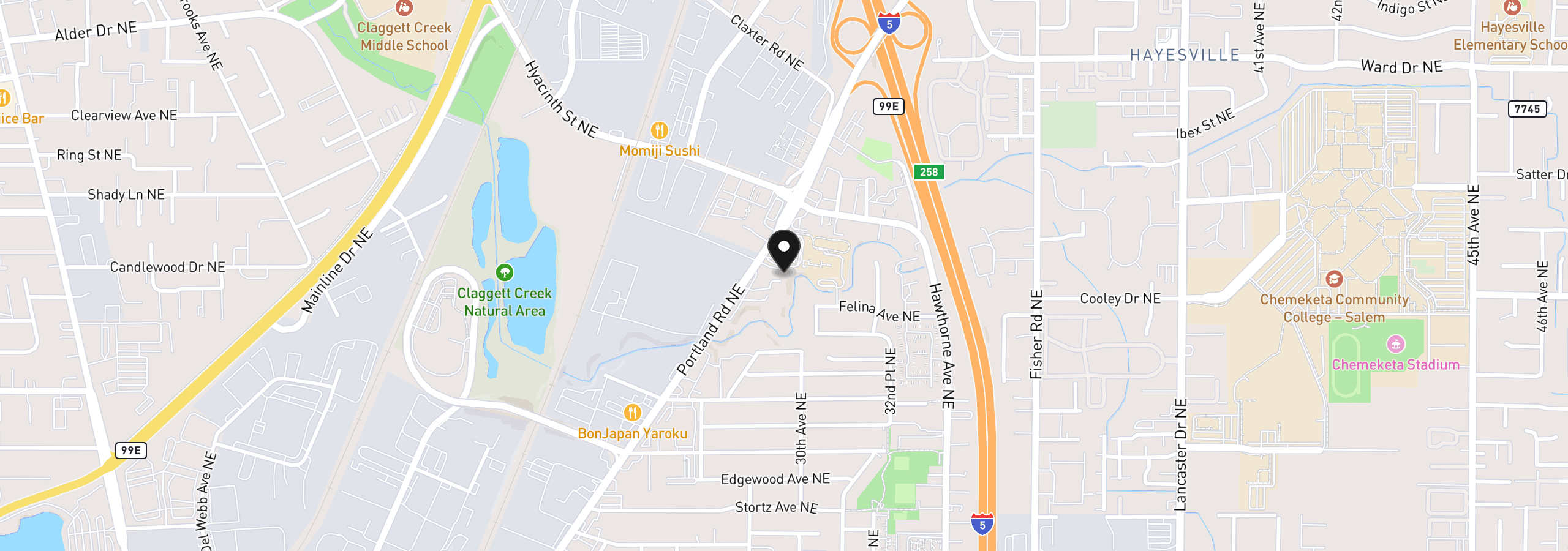 Map showing the location of 4098 NE Portland Rd, Salem, OR 97301