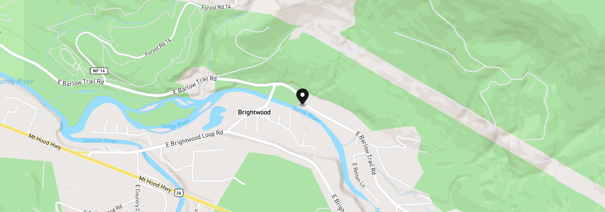 Map showing the location of E Barlow Trail Rd, Brightwood, OR 97011