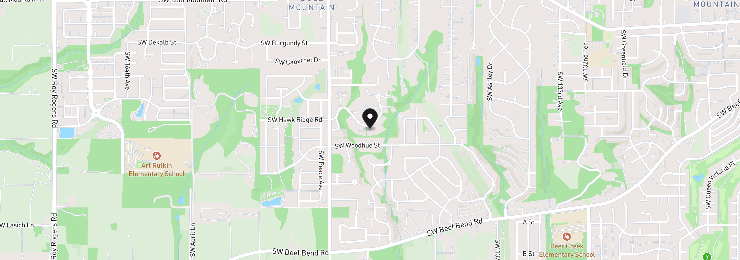 Map showing the location of 14740 SW Hawk Ridge Rd, Tigard, OR 97224