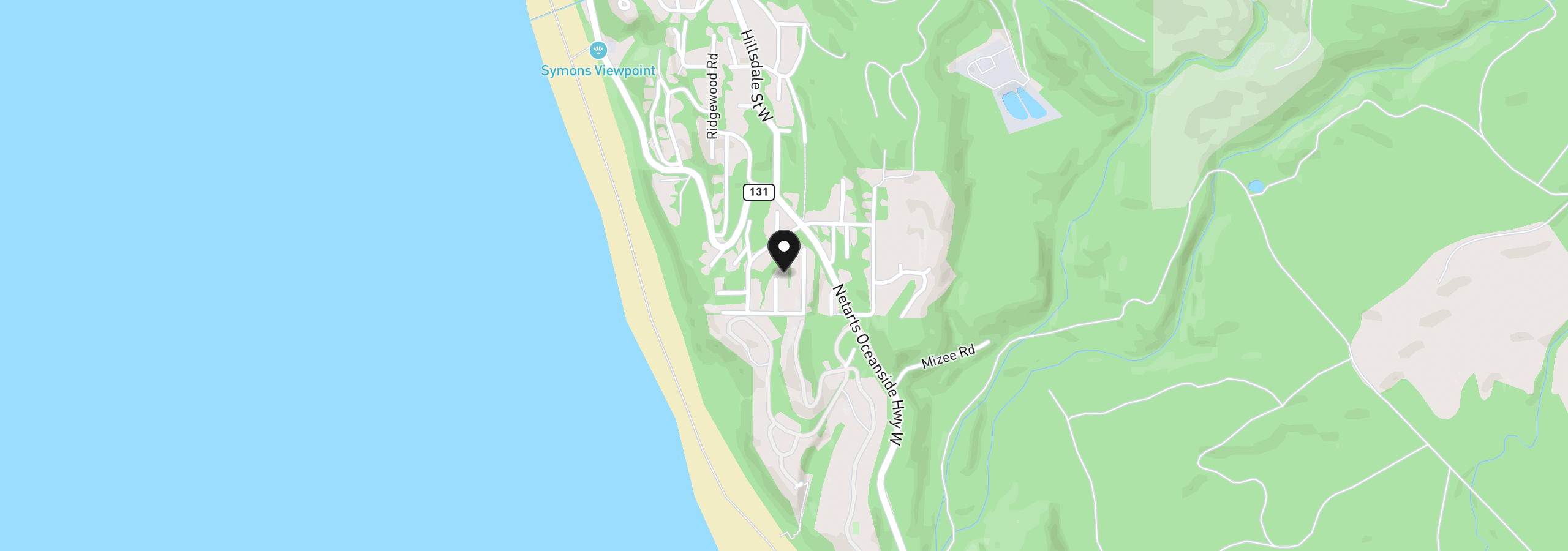 Map showing the location of 175 Crescent St, Oceanside, OR 97134