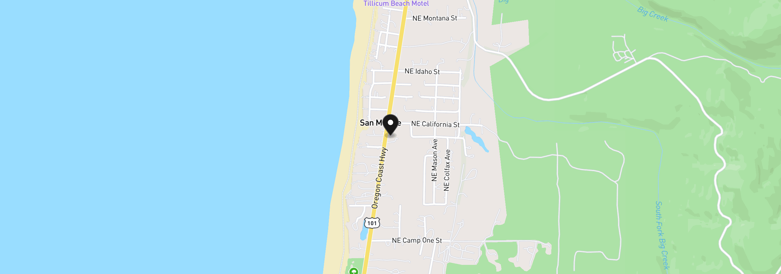 Map showing the location of 6196 Highway 101, Yachats, OR 97498