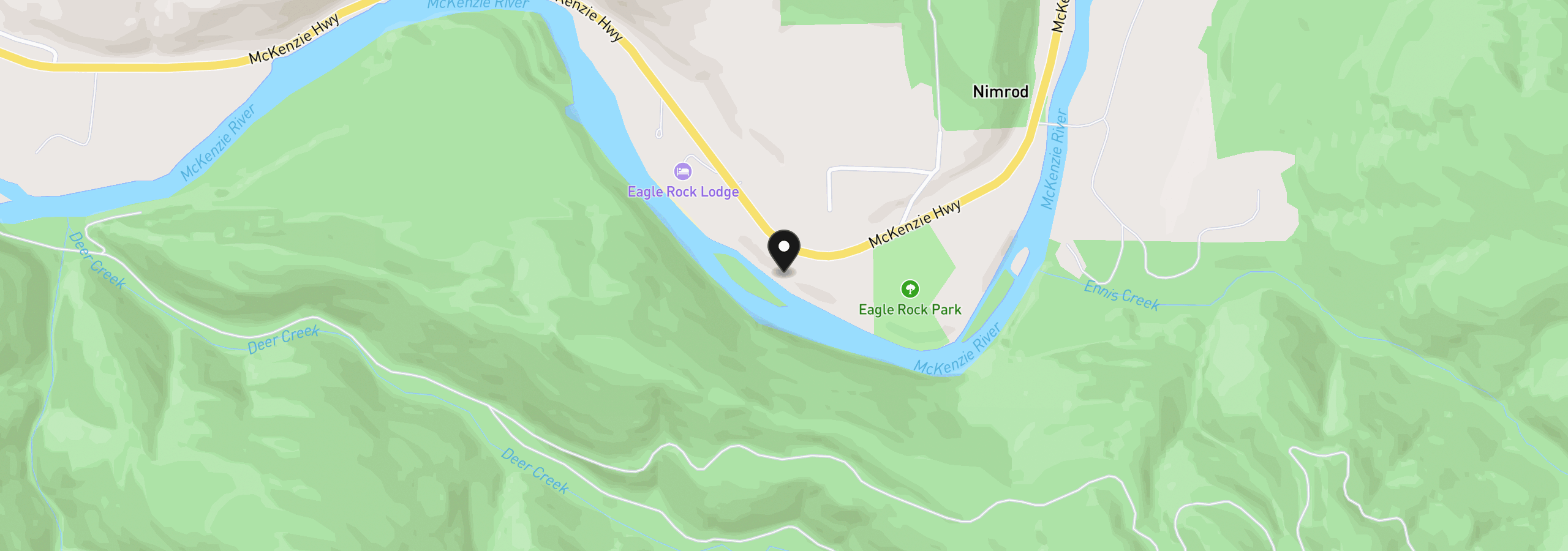 Map showing the location of 49280 McKenzie Hwy, Vida, OR 97488