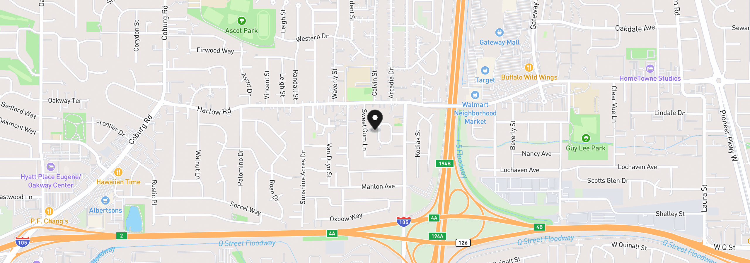 Map showing the location of 3759 Keeler Ave, Eugene, OR 97401