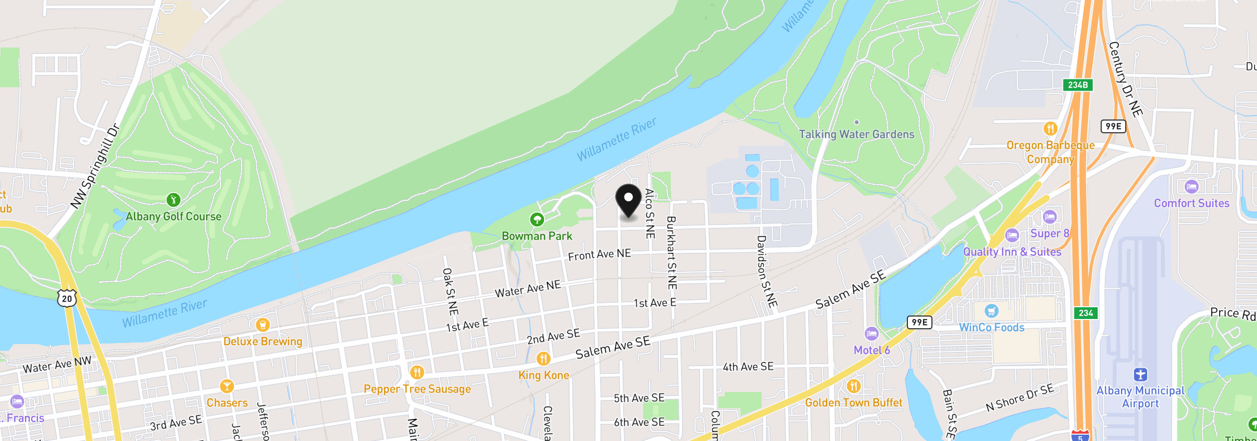 Map showing the location of 1905 Willamette Ave NE, Albany, OR 97321