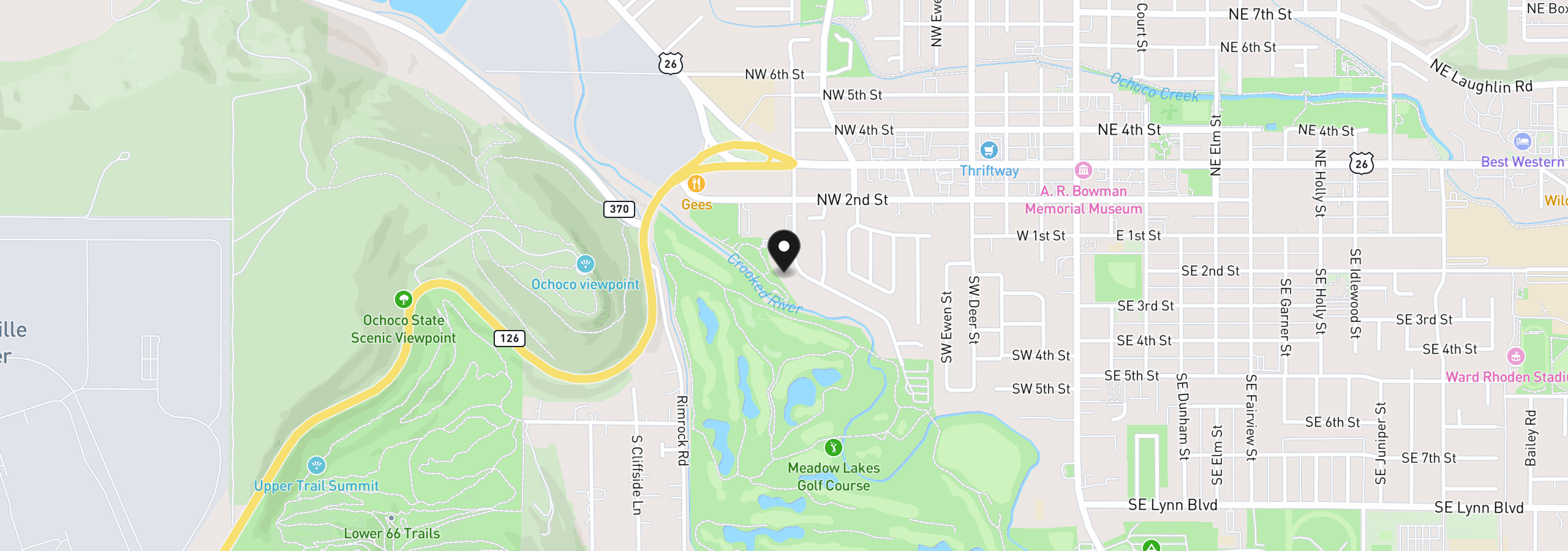 Map showing the location of 209 SW Meadow Lakes Dr, Prineville, OR 97754