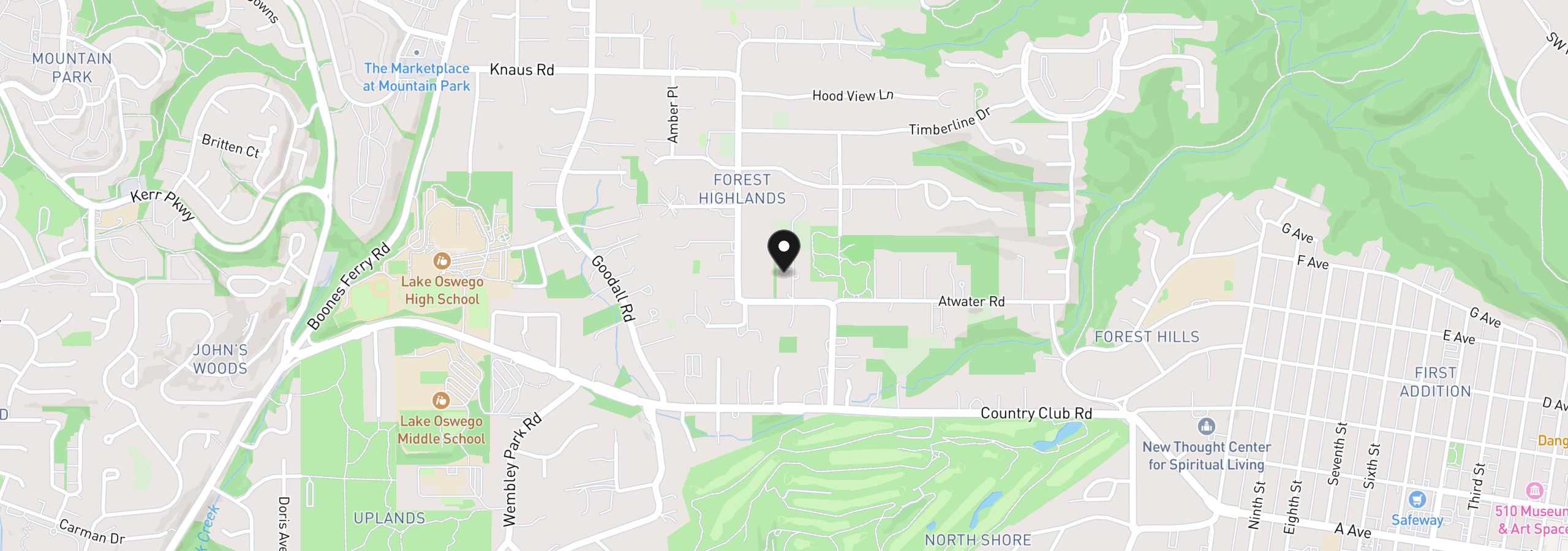 Map showing the location of 13710 Knaus Rd, Lake Oswego, OR 97034