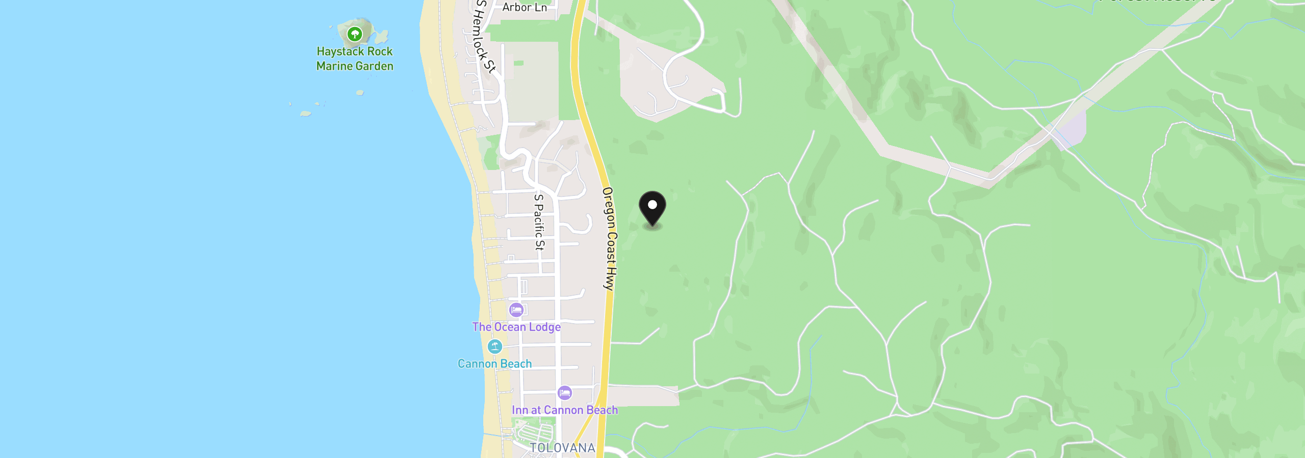 Map showing the location of 545 Bartel Rd, Cannon Beach, OR 97110