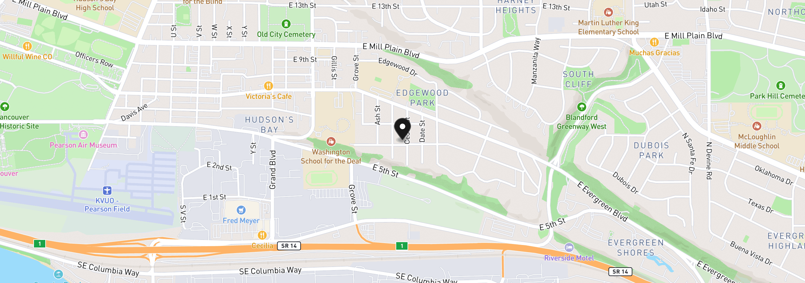 Map showing the location of 3410 Clark Ave, Vancouver, Wa 98661