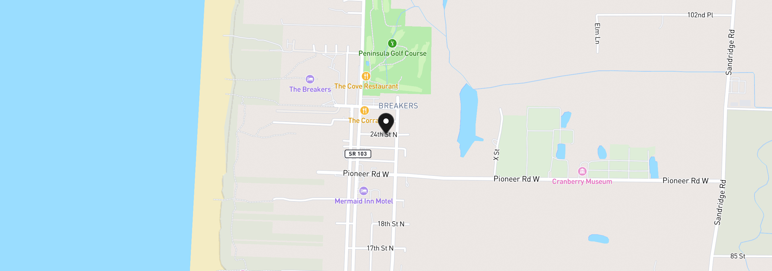 Map showing the location of 201 24th St NE, Long Beach, Wa 98631