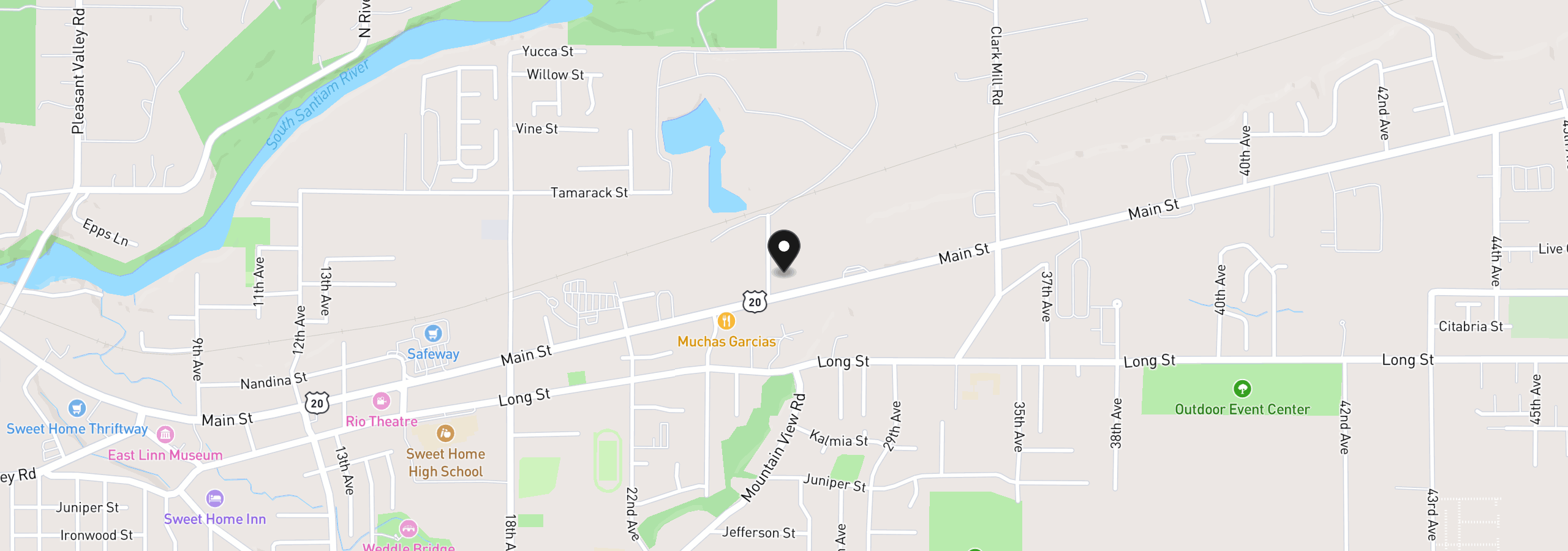 Map showing the location of 2414 (Next to) Main St, Sweet Home, OR 97386