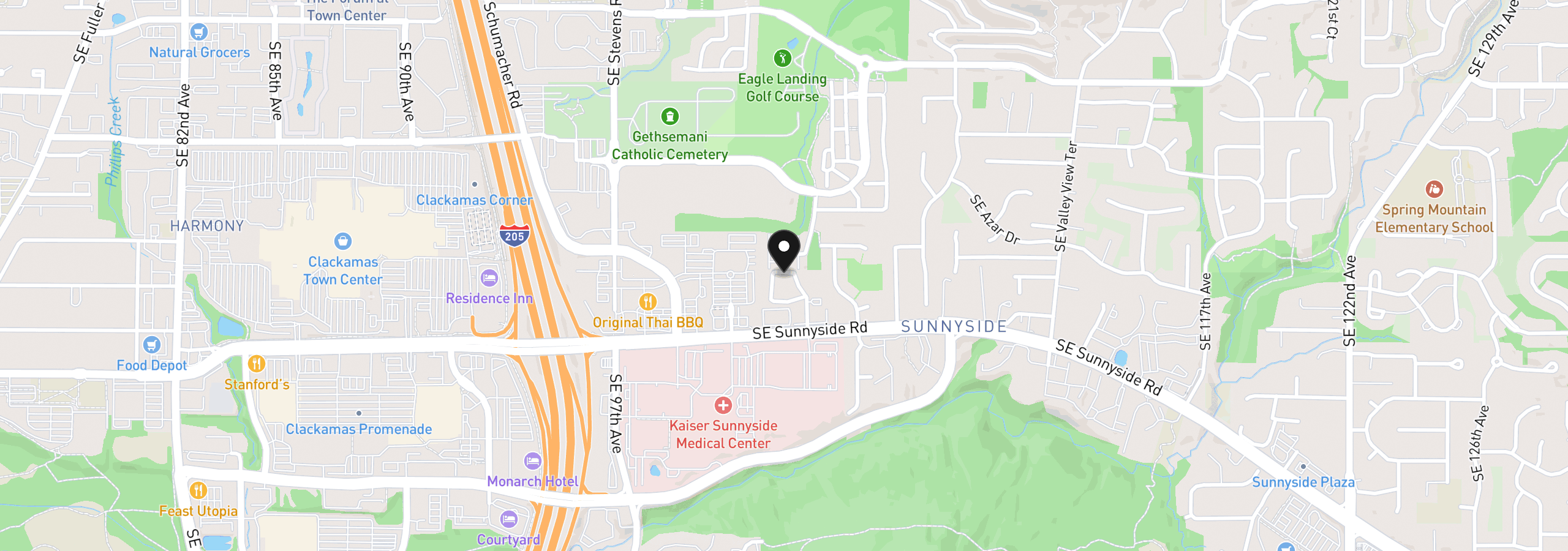 Map showing the location of 12153 SE 104th Ct, Happy Valley, OR 97086