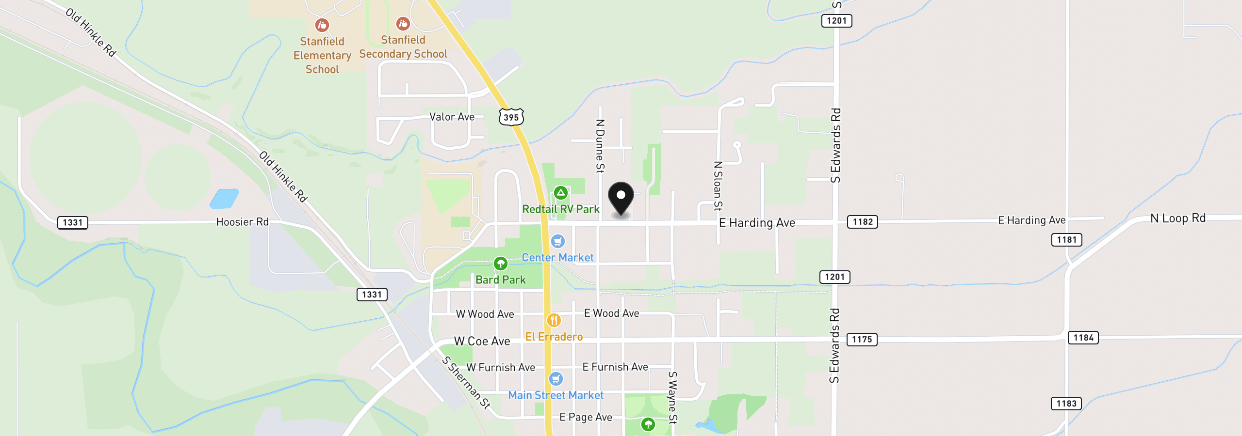 Map showing the location of 320 E Harding Ave, Stanfield, OR 97875
