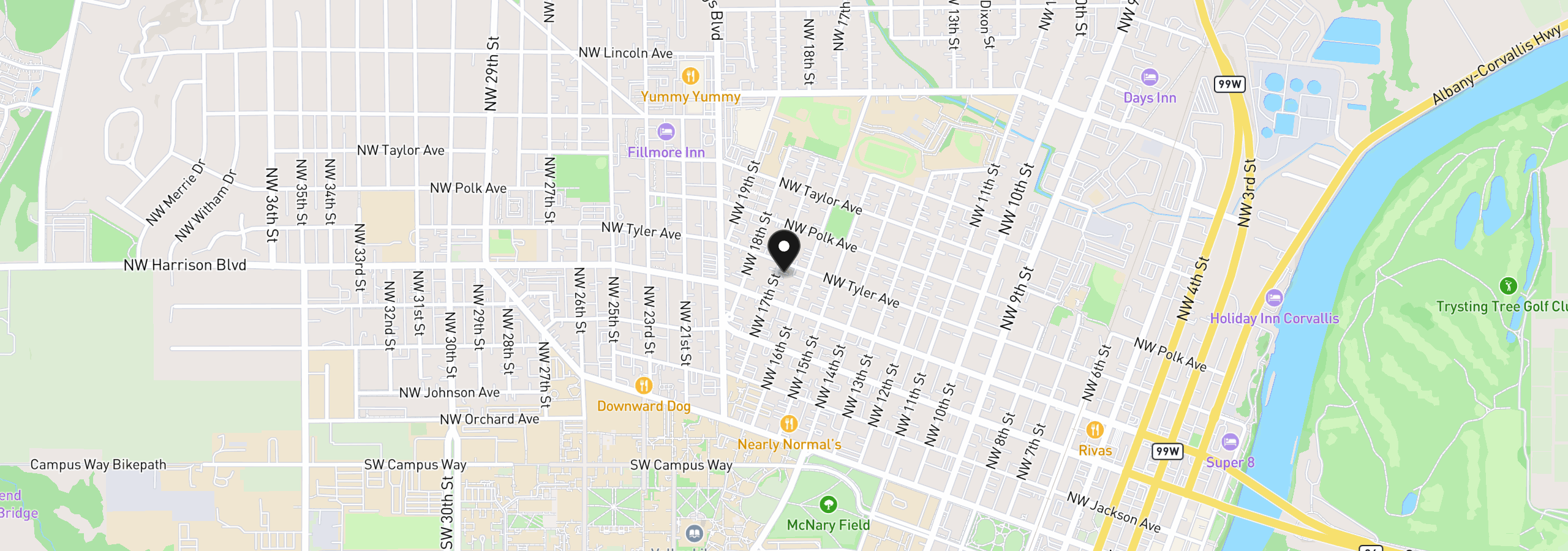 Map showing the location of 433 NW 17th St, Corvallis, OR 97330