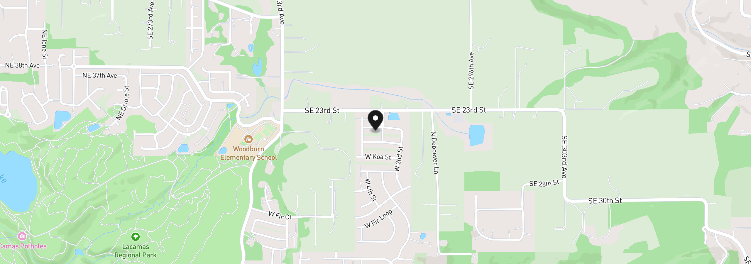 Map showing the location of 3945 W 4th St, Washougal, Wa 98671