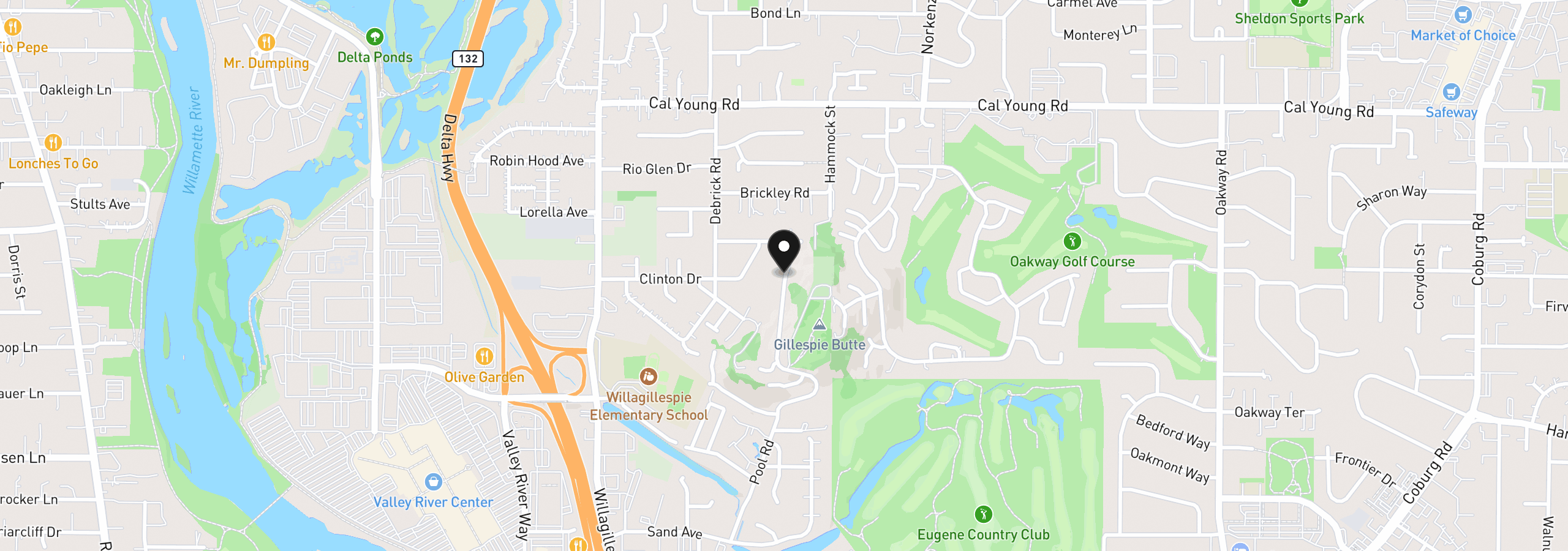 Map showing the location of Crenshaw Dr, Eugene, OR 97401